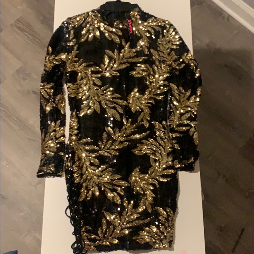 Sequin Black and Gold Dress
